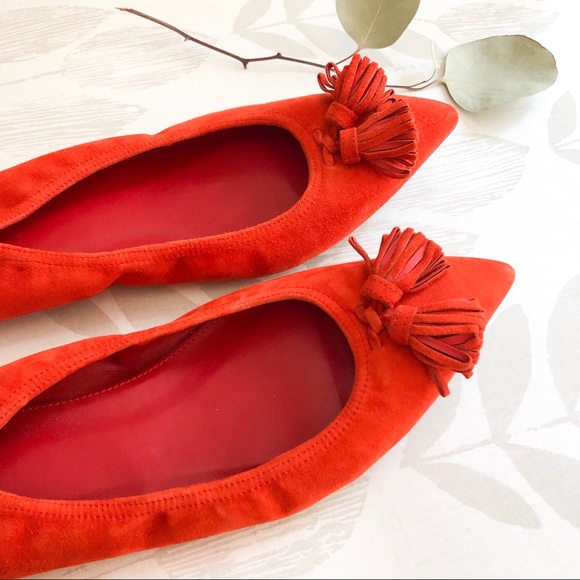 New J.crew Tangerine Suede Flats size 10 - Picture 2 of 4